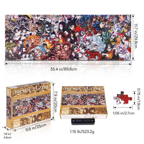 Anime Demon Slayer Puzzles 1000 Pcs Jiasw Puzzles for Fans Size 11.7Inch*35.4Inch Jigsaw Puzzles Art Puzzles Gift