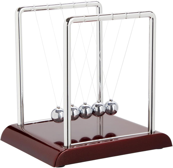 Newtons Cradle Pendulum - 7 X 6 X 7 In, Silver Stainless Steel - Desk Decor & Office Decor for Men - Stress Relief Desk Toy - Science Teacher Gift & Physics Toy