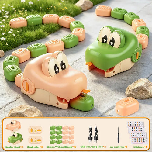 2 Players Slither Snake Remote Control Toy, Eating Snake RC Car Toy, Realistic Crawling Snake Game Race Car for Kid, Gift for Kids 4, 5, 6, 7, 8, 9 Years Old