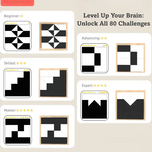 Hidden Blocks Brain Builder Wooden Puzzle - Family-Favorite STEM Toy for All Ages, Builds 3D Thinking, Develops Logic/Problem Solving, Safe Water-Based Beech Wood, Geometric Black-And-White Blocks, Shape Recognition Puzzles, Focused Educational Gift