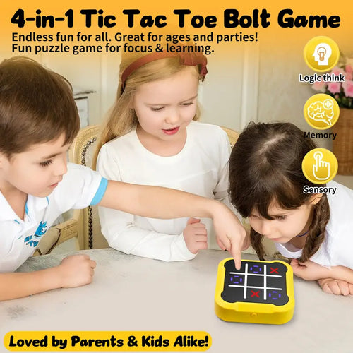 3-In-1 Electronic Tic Tac Toe Game – Portable Puzzle Toy with Light & Sound, Educational Memory Game for Kids Ages 3+, Travel-Friendly Infinite Tic-Tac-Toe Fun!