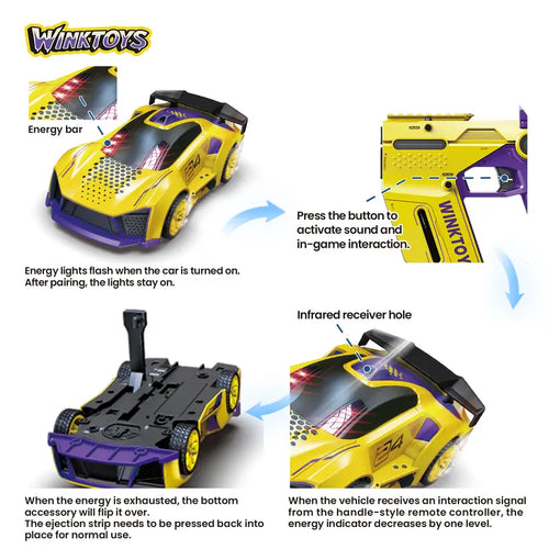 2-Player Interactive Racing Game Car, Winktoy RC Car Toy with LED Lights, Fun Challenge Game,Racing Car Toy with LED Lights, 2 Controllers, Fun Game,Boys and Girls, Gift Idea, Party Toy, Family Fun