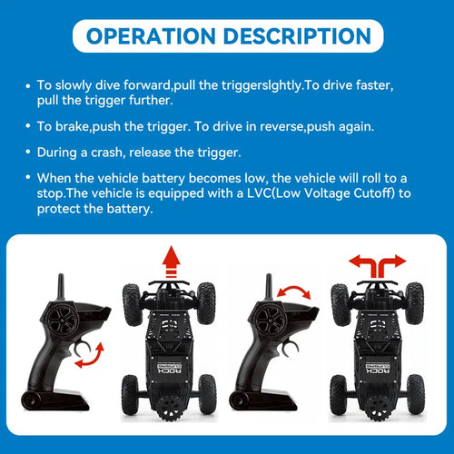 1:18 Scale 4WD RC Car - Metal Shell, Dual Motors, 2.4Ghz, Soft All Terrain Rubber Tires, High Speed, 120 Min Playtime, Durable Frame, Batteries, Multi-Mode Remote-Controlled Monster Truck, Kids Toys, Cool Boy Gifts