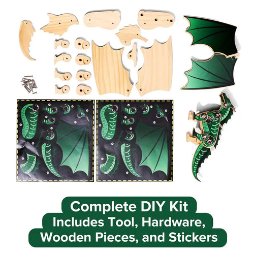 Wooden Craft Kit for Kids: Monster & Dinosaur Series - STEM Woodworking Activity with Stickers