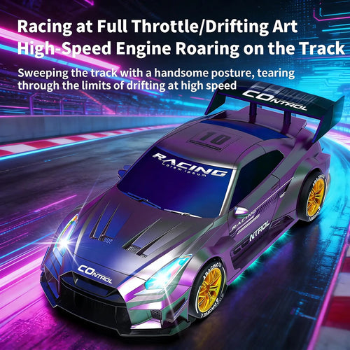 High-Speed Remote Control Drift Car with LED Underbody Lights, 2.4G Anti-Interference, Includes Spare Tire & Road Cones, Boy Birthday Gift, Rc Drift Car, Remote Controlled Car, Rc Cars