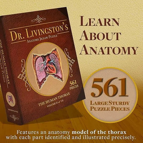 Human Thorax Anatomy Jigsaw Puzzle | Dr Livingston'S Unique Shaped Science Puzzles, Accurate Medical Illustrations of the Body, Organs, Lungs and Heart