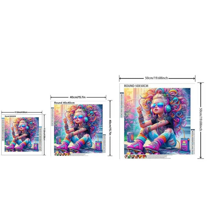 5D DIY Diamond Arts Colorful Painting Kit, Skateboard Girl Pattern Diamond Arts Colorful Painting without Frame, DIY Decorative Handicraft Art Picture for Beginner, Diamond Painting Kits Making Kit