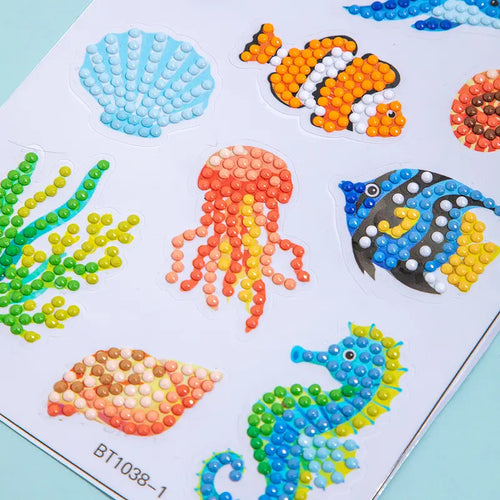 20Pcs Marine Life Diamond Painting Sticker Kits - Easy-To-Use Synthetic Gemstone Tools Included, Vibrant Animal DIY Mosaic Handcraft Set for Beginners, Ideal for Home Crafting, Christmas Handmade Gifts (Toys & Hobbies Needlework)