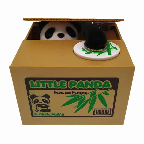 Panda Animal Print Piggy Bank, Automatic Voice Feature Money Saving Coin Saver - 4.7X4.1X3.7In, Holds 30+ Coins, Creative Novelty Toy Gift for Kids