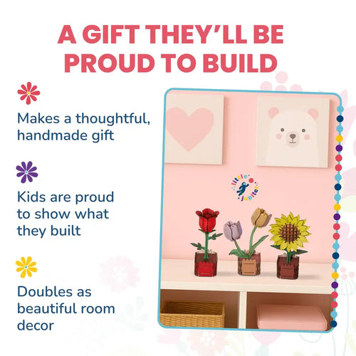 3-in-1 DIY 3D Floral Art Wooden Puzzles for Children Aged 8-12 - Featuring Rose, Tulip, and Sunflower Designs