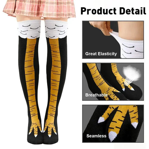 Adults' Animal-Style Cotton Funny Chicken Leg Socks - Comfortable, Colorful Novelty Sports Socks for Halloween, Christmas, Party, White Elephant Gifts