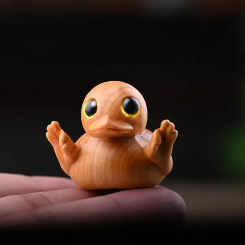 2026 New Funny Middle Finger Wink Duck Figurine - Handmade Wood Craft Lightweight Durable Wood for Daily Fun Mini Statue, Christmas Humorous Sarcastic Decoration, Prank Gag Gift for Home Office Desk, Sohochic