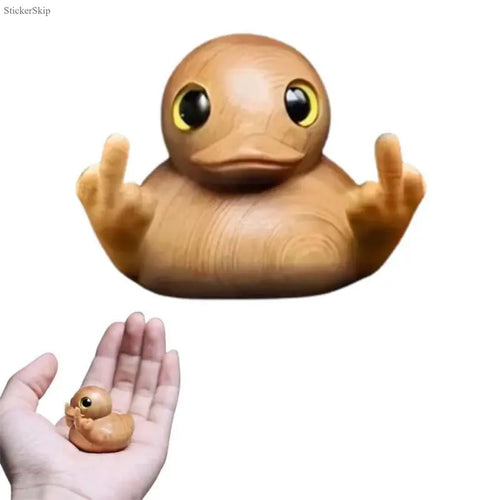 2026 New Funny Middle Finger Wink Duck Figurine - Handmade Wood Craft Lightweight Durable Wood for Daily Fun Mini Statue, Christmas Humorous Sarcastic Decoration, Prank Gag Gift for Home Office Desk, Sohochic