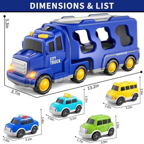 Kids 5-In-1 Engineering Toy Car - Forward-Driving Rescue Vehicle with Vivid Lights,Cheerful Music,Educational Montessori Early Learning Playset for 3-6 Year Old Boys and Girls,Wonderful Birthday Holiday Present for Children