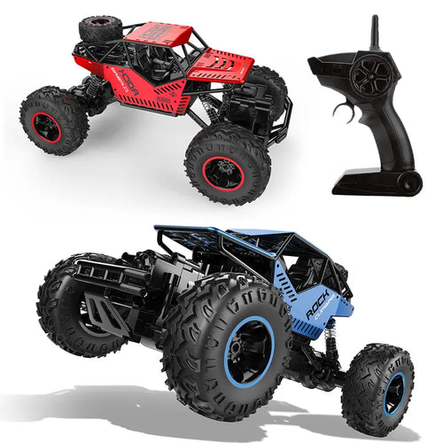 1:18 Scale 4WD RC Car - Metal Shell, Dual Motors, 2.4Ghz, Soft All Terrain Rubber Tires, High Speed, 120 Min Playtime, Durable Frame, Batteries, Multi-Mode Remote-Controlled Monster Truck, Kids Toys, Cool Boy Gifts