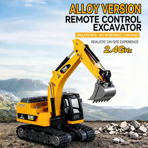 1/64 Mini 2.4Ghz RC Excavator, Pocket-Size USB Rechargeable Remote & App Control Digger, Electric Construction Toy for Kids & Collectors, Stress Relief Desktop Entertainment, Birthday Christmas Gift