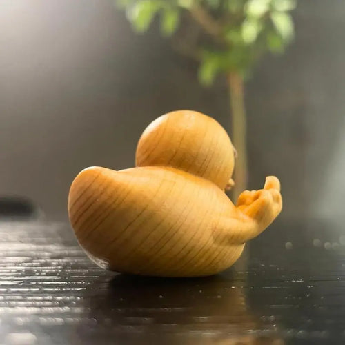 2026 New Funny Middle Finger Wink Duck Figurine - Handmade Wood Craft Lightweight Durable Wood for Daily Fun Mini Statue, Christmas Humorous Sarcastic Decoration, Prank Gag Gift for Home Office Desk, Sohochic