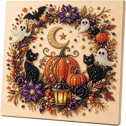 Halloween Ghost Pearl Art DIY Kit, Spooky Cute 3D Diamond-Painting Crafts for Adults, DIY Fall Home Decor Wall Art, Beginner DIY Seasonal Party Gift, Halloween Decor