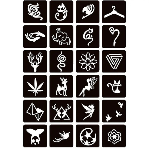 Professional Temporary Tattoo Kit: Henna Art Set with 5 Inks and 96 Cosmetic-Grade Stencils for DIY Projects, Ideal for Parties and Gifts for All Ages