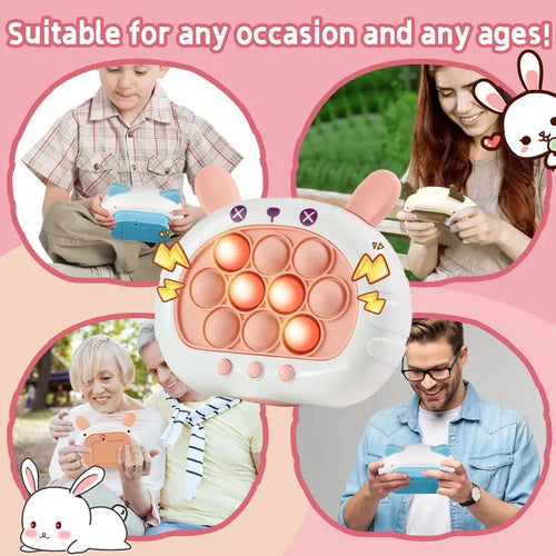 Fast Push Bubble Game Toy for Kids, 3Rd Generation Cute Animal Electronic Pop Game, Light-Up Stress Relief Toy for Boys and Girls