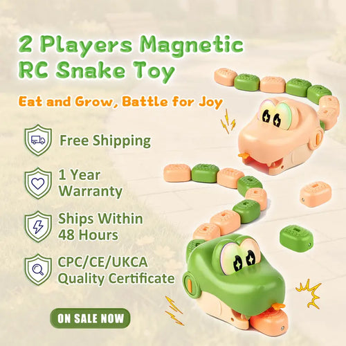 2 Players Slither Snake Remote Control Toy, Eating Snake RC Car Toy, Realistic Crawling Snake Game Race Car for Kid, Gift for Kids 4, 5, 6, 7, 8, 9 Years Old