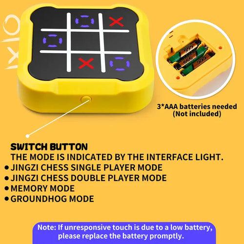 3-In-1 Electronic Tic Tac Toe Game – Portable Puzzle Toy with Light & Sound, Educational Memory Game for Kids Ages 3+, Travel-Friendly Infinite Tic-Tac-Toe Fun!