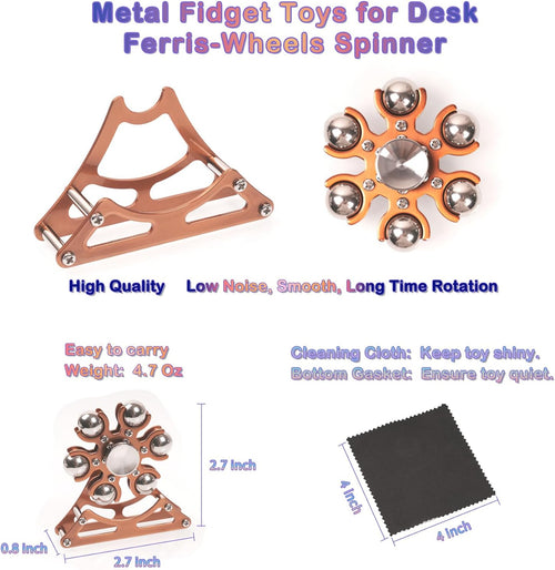 Desk-Fidget-Toys Ferris-Wheels-Spinner: Metal Kinetic-Fidget-Spinner 4Mins, Edc-Toy Cool-Gadgets for School Office Christmas, ADHD Tools Gift Cool-Stuff Stress Relief Gift for Kid Children Teen Adult
