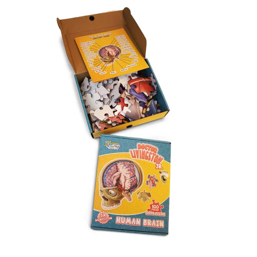 Human Brain Floor Kids Puzzle - Dr. Livingston'S Unique Shaped 100 Piece Science Puzzles for Kids