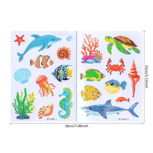 20Pcs Marine Life Diamond Painting Sticker Kits - Easy-To-Use Synthetic Gemstone Tools Included, Vibrant Animal DIY Mosaic Handcraft Set for Beginners, Ideal for Home Crafting, Christmas Handmade Gifts (Toys & Hobbies Needlework)