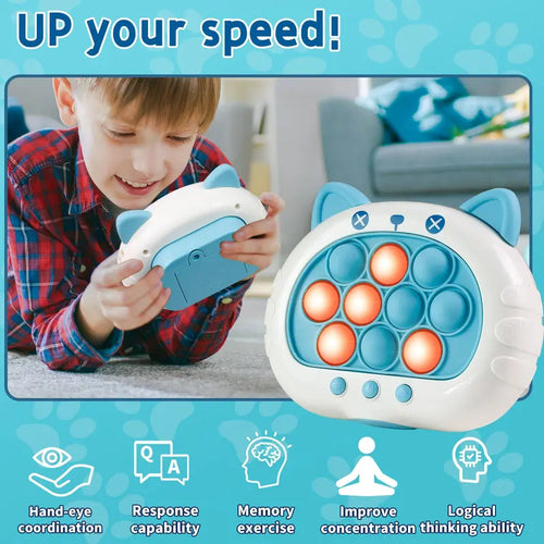 Fast Push Bubble Game Toy for Kids, 3Rd Generation Cute Animal Electronic Pop Game, Light-Up Stress Relief Toy for Boys and Girls