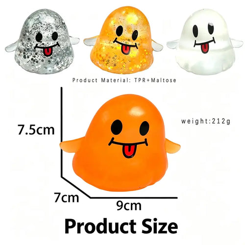 Halloween Ghost Shape Stress Relief Squishies - Soft Stretchy Squeeze, Maltose-Handfeel Moldable Fidget Toy, Compact Anxiety Calming Decompression Gift for Students, Festive Party Bag Supply