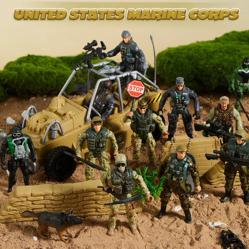 16 Pcs Military Toy Soldiers Playset for Kids, Army Men and SWAT Team with Military Soldiers Action Figures Playset, Christmas Birthday Gift for Boys 3+