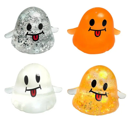 Halloween Ghost Shape Stress Relief Squishies - Soft Stretchy Squeeze, Maltose-Handfeel Moldable Fidget Toy, Compact Anxiety Calming Decompression Gift for Students, Festive Party Bag Supply