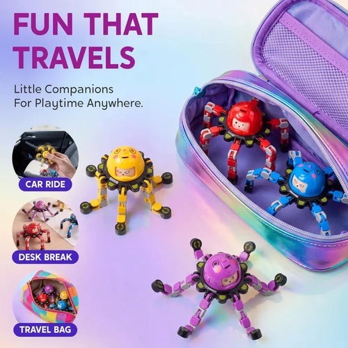 JOYIN 4PCS Fidget Spinners Toys, Transformable Stress Relief Sensory Toys for Adults and Girls Boys, Graduation Gift, Birthday Gifts, Office Desk Decompression Toy, Party Favors, Classroom Prizes