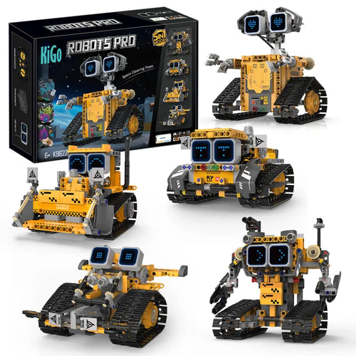 5-In-1 Programmable Interactive Robot Model Building Kit, Kids Science STEM Electronic Build Set with 373 Parts, 5 Models, APP Control, Digital Display, Coding Functions, Creative Building Block Sets for Kids Gifts