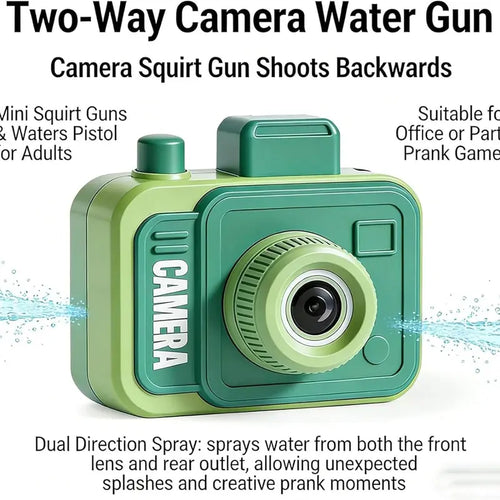 Camera-Look Kids' Plastic Water Squirt Gun, Pocket-Sized 2-Way Spray Toy, Built for Kids and Family Fun, Ideal for Backyard Water Fights, Beach Days