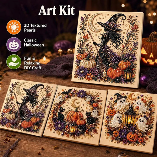 Halloween Ghost Pearl Art DIY Kit, Spooky Cute 3D Diamond-Painting Crafts for Adults, DIY Fall Home Decor Wall Art, Beginner DIY Seasonal Party Gift, Halloween Decor
