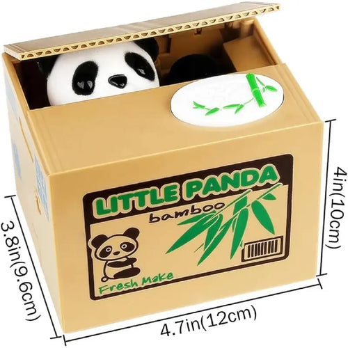 Panda Animal Print Piggy Bank, Automatic Voice Feature Money Saving Coin Saver - 4.7X4.1X3.7In, Holds 30+ Coins, Creative Novelty Toy Gift for Kids
