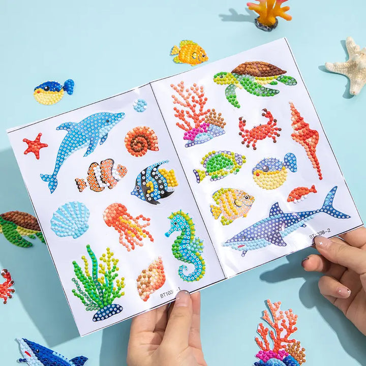 20Pcs Marine Life Diamond Painting Sticker Kits - Easy-To-Use Synthetic Gemstone Tools Included, Vibrant Animal DIY Mosaic Handcraft Set for Beginners, Ideal for Home Crafting, Christmas Handmade Gifts (Toys & Hobbies Needlework)