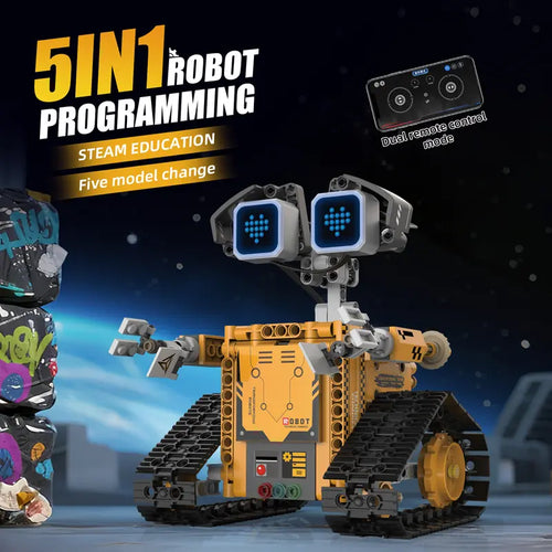 5-In-1 Programmable Interactive Robot Model Building Kit, Kids Science STEM Electronic Build Set with 373 Parts, 5 Models, APP Control, Digital Display, Coding Functions, Creative Building Block Sets for Kids Gifts
