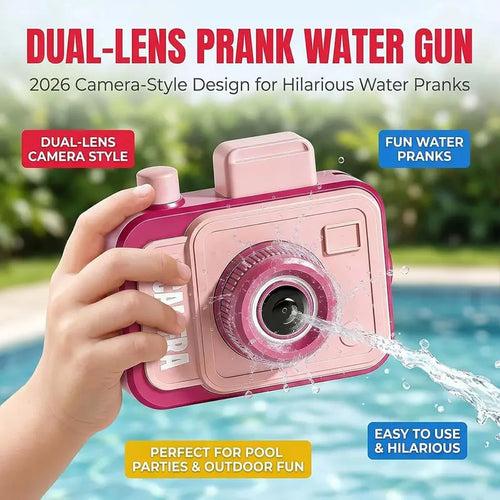 Camera-Look Kids' Plastic Water Squirt Gun, Pocket-Sized 2-Way Spray Toy, Built for Kids and Family Fun, Ideal for Backyard Water Fights, Beach Days