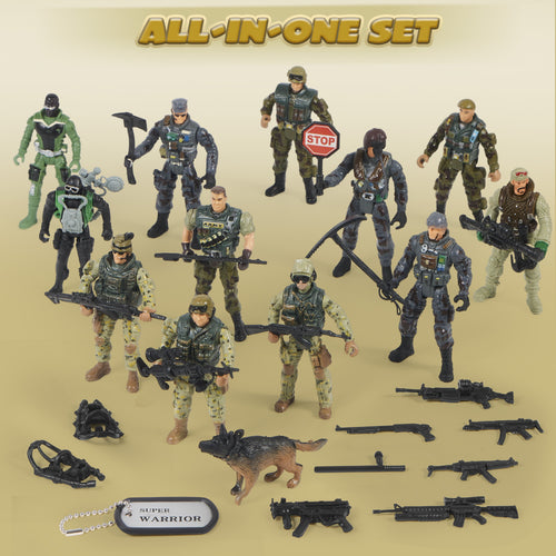 16 Pcs Military Toy Soldiers Playset for Kids, Army Men and SWAT Team with Military Soldiers Action Figures Playset, Christmas Birthday Gift for Boys 3+