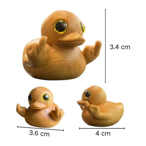 2026 New Funny Middle Finger Wink Duck Figurine - Handmade Wood Craft Lightweight Durable Wood for Daily Fun Mini Statue, Christmas Humorous Sarcastic Decoration, Prank Gag Gift for Home Office Desk, Sohochic