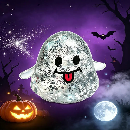 Halloween Ghost Shape Stress Relief Squishies - Soft Stretchy Squeeze, Maltose-Handfeel Moldable Fidget Toy, Compact Anxiety Calming Decompression Gift for Students, Festive Party Bag Supply