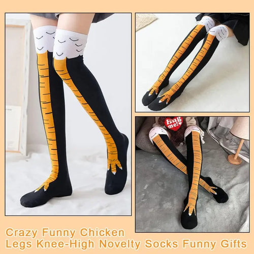 Adults' Animal-Style Cotton Funny Chicken Leg Socks - Comfortable, Colorful Novelty Sports Socks for Halloween, Christmas, Party, White Elephant Gifts