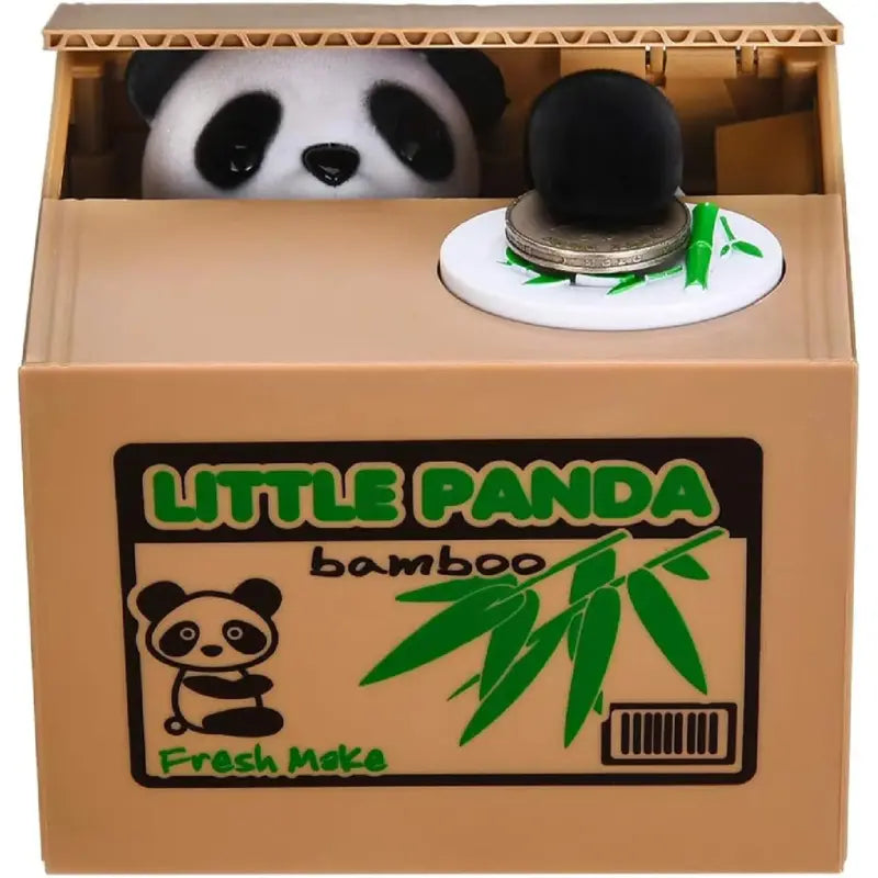 Panda Animal Print Piggy Bank, Automatic Voice Feature Money Saving Coin Saver - 4.7X4.1X3.7In, Holds 30+ Coins, Creative Novelty Toy Gift for Kids