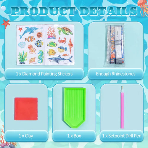 20Pcs Marine Life Diamond Painting Sticker Kits - Easy-To-Use Synthetic Gemstone Tools Included, Vibrant Animal DIY Mosaic Handcraft Set for Beginners, Ideal for Home Crafting, Christmas Handmade Gifts (Toys & Hobbies Needlework)