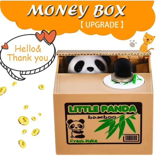 Panda Animal Print Piggy Bank, Automatic Voice Feature Money Saving Coin Saver - 4.7X4.1X3.7In, Holds 30+ Coins, Creative Novelty Toy Gift for Kids