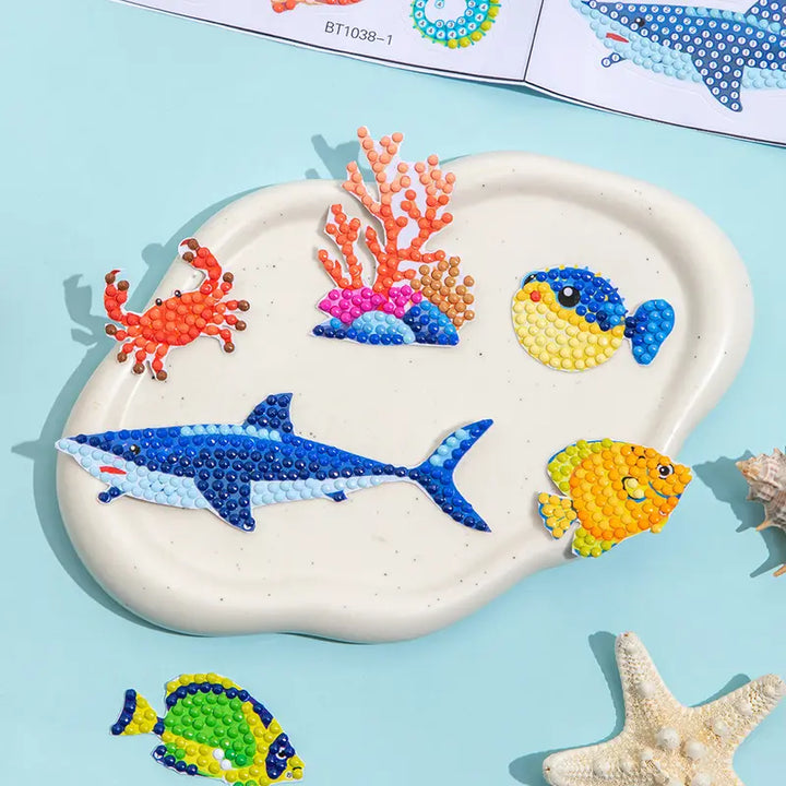 20Pcs Marine Life Diamond Painting Sticker Kits - Easy-To-Use Synthetic Gemstone Tools Included, Vibrant Animal DIY Mosaic Handcraft Set for Beginners, Ideal for Home Crafting, Christmas Handmade Gifts (Toys & Hobbies Needlework)