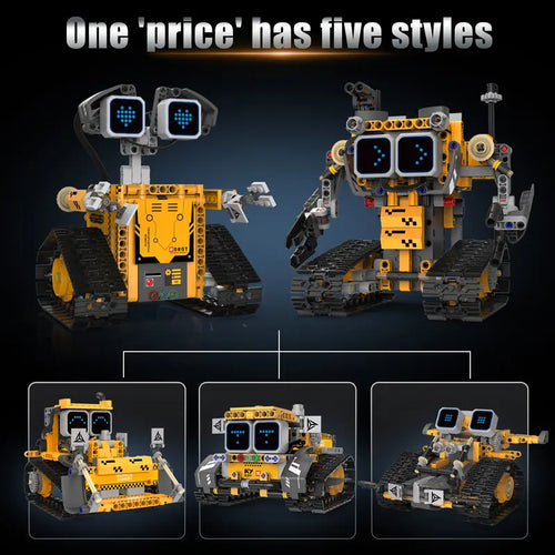 5-In-1 Programmable Interactive Robot Model Building Kit, Kids Science STEM Electronic Build Set with 373 Parts, 5 Models, APP Control, Digital Display, Coding Functions, Creative Building Block Sets for Kids Gifts